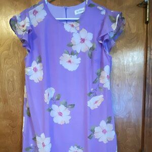 Lilac floral short sleeve dress